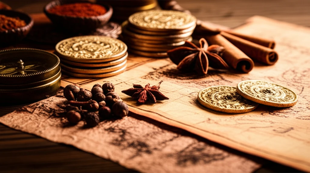 세계 지도와 무역로 이미지